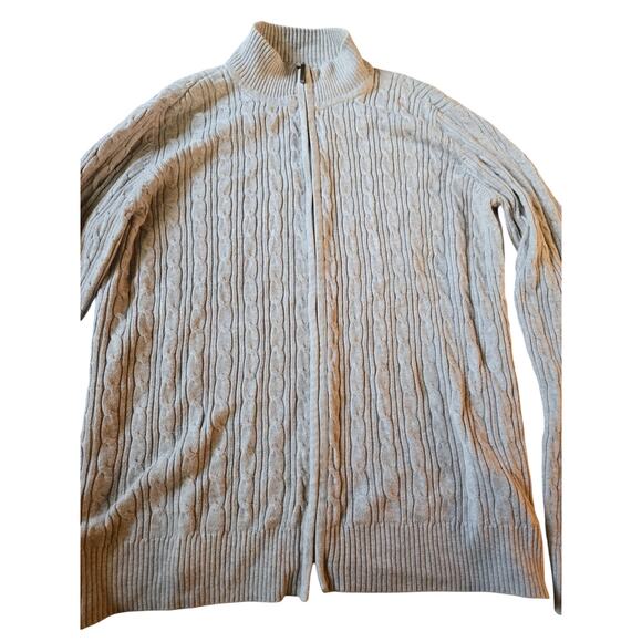 Amber Sun | Two Way Zipper, Grey Cable Knit Sweater | Size Large - Picture 4 of 7